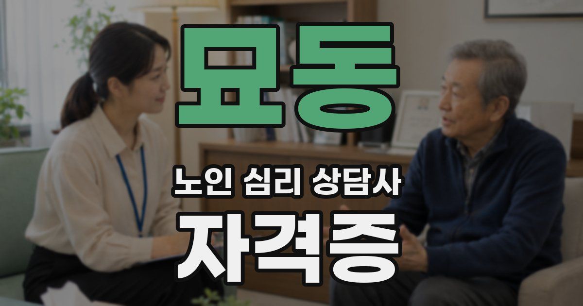 묘동 노인 심리 상담사 자격증