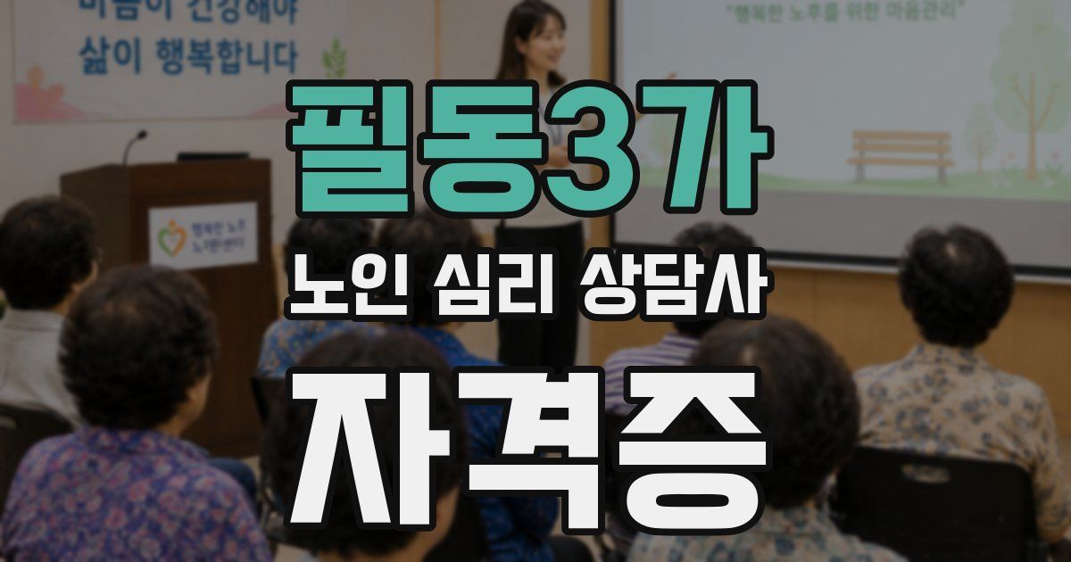 필동3가 노인 심리 상담사 자격증