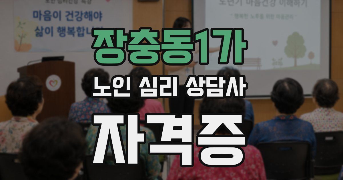 장충동1가 노인 심리 상담사 자격증
