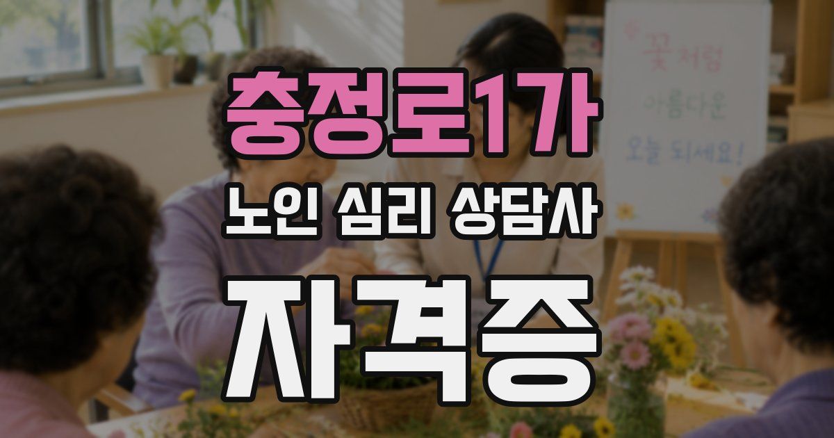 충정로1가 노인 심리 상담사 자격증