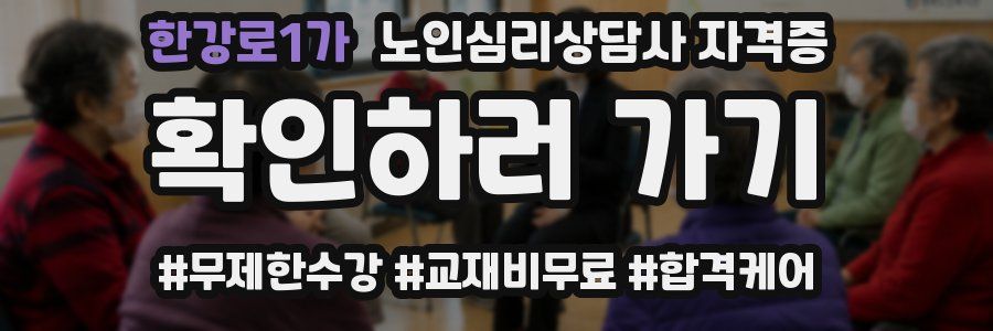 한강로1가 노인 심리 상담사 자격증