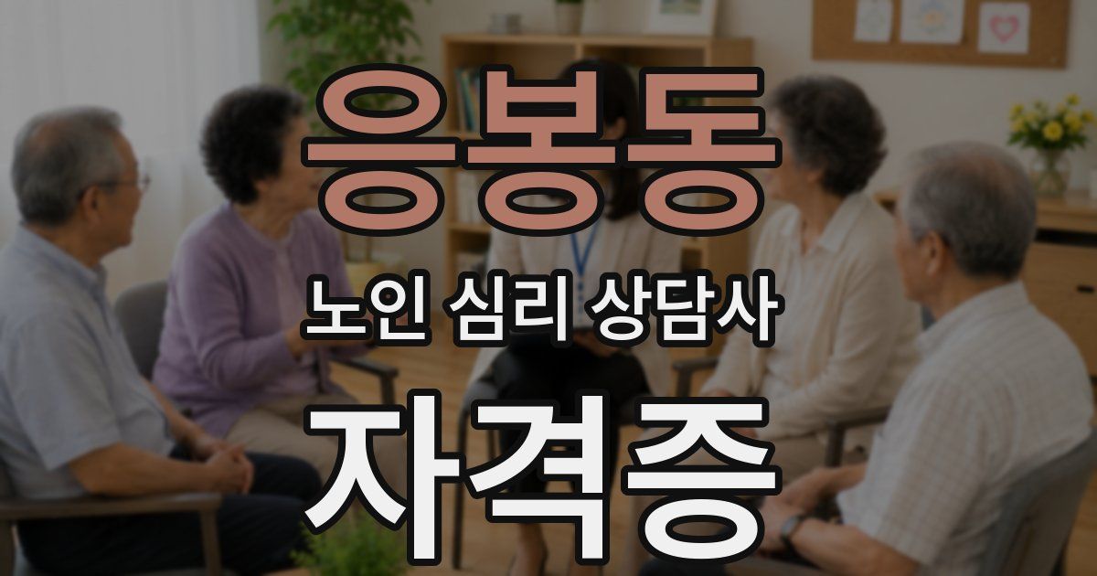 응봉동 노인 심리 상담사 자격증