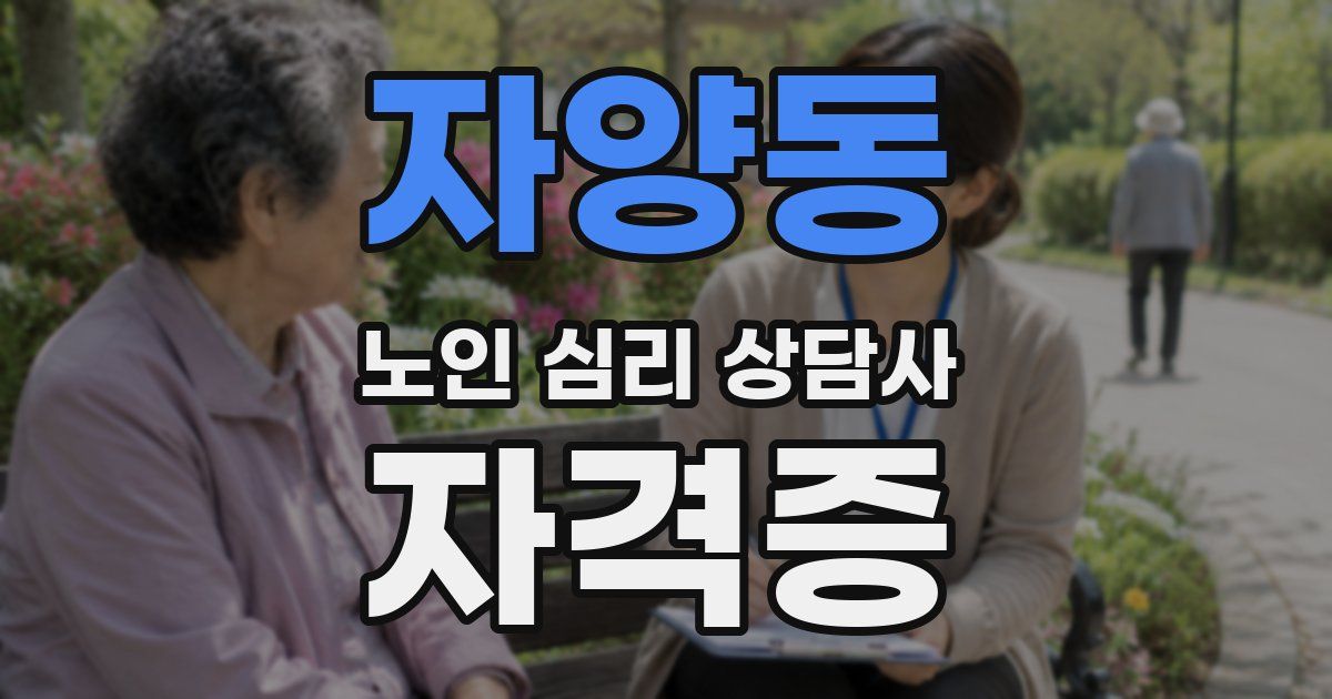 자양동 노인 심리 상담사 자격증