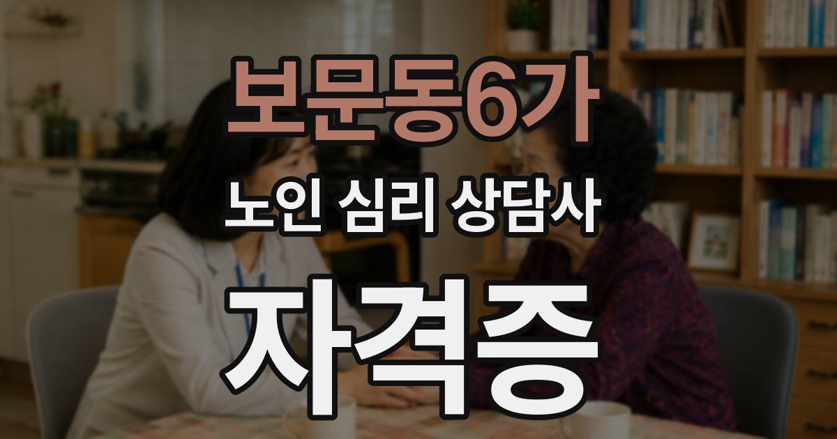 보문동6가 노인 심리 상담사 자격증