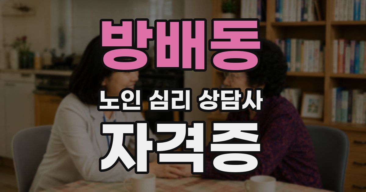 방배동 노인 심리 상담사 자격증