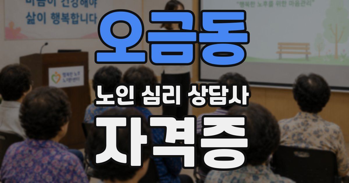 오금동 노인 심리 상담사 자격증