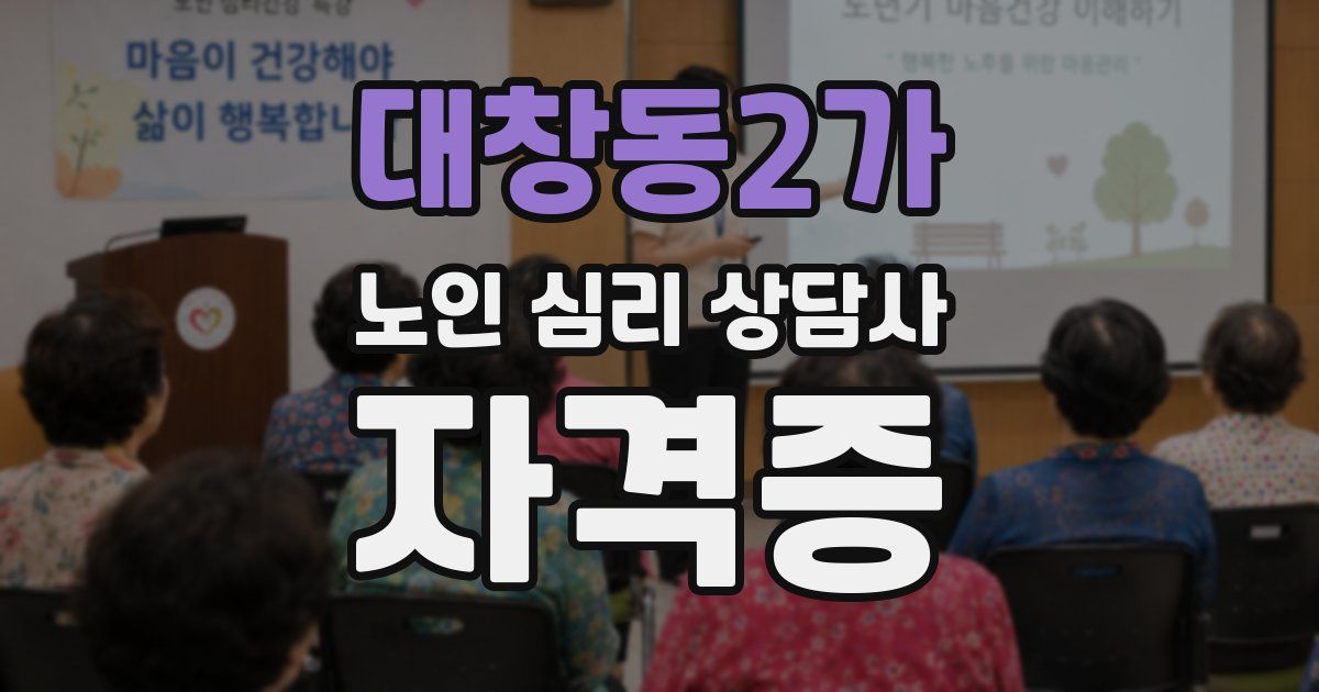 대창동2가 노인 심리 상담사 자격증