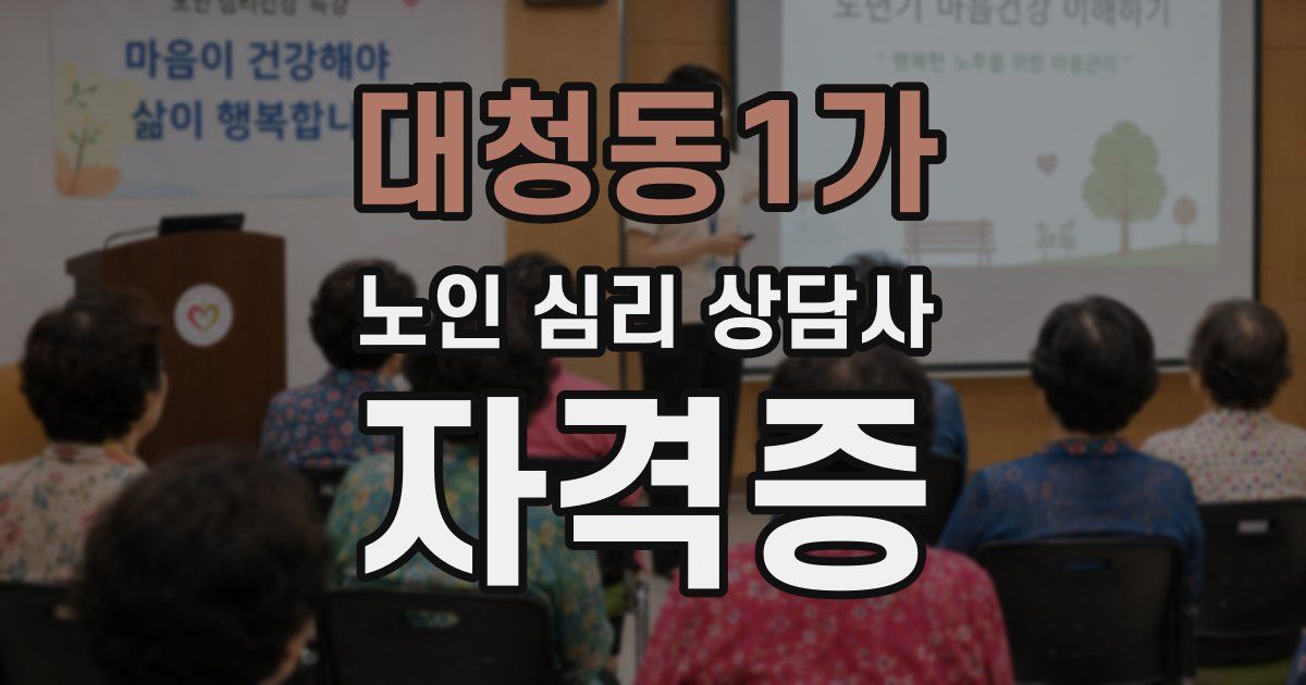 대청동1가 노인 심리 상담사 자격증