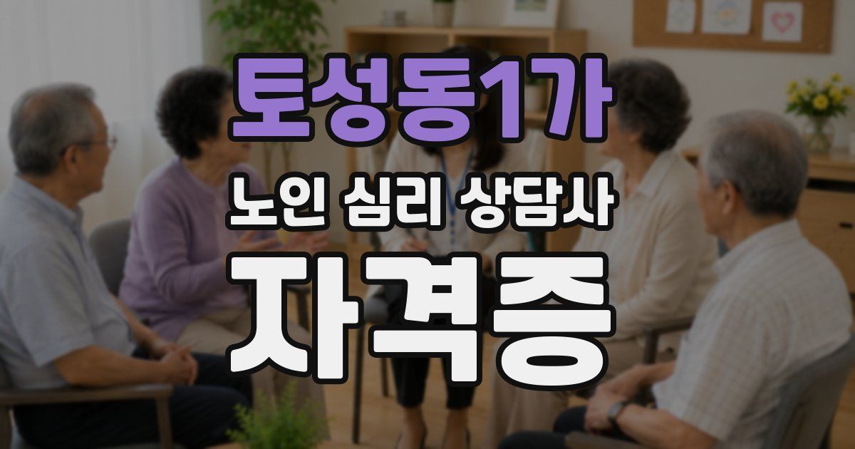토성동1가 노인 심리 상담사 자격증