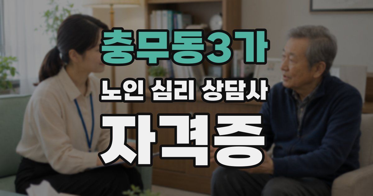 충무동3가 노인 심리 상담사 자격증