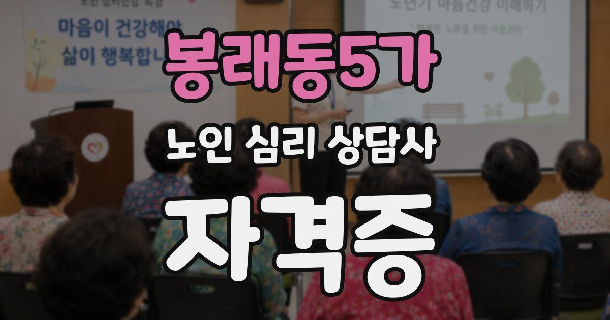 봉래동5가 노인 심리 상담사 자격증