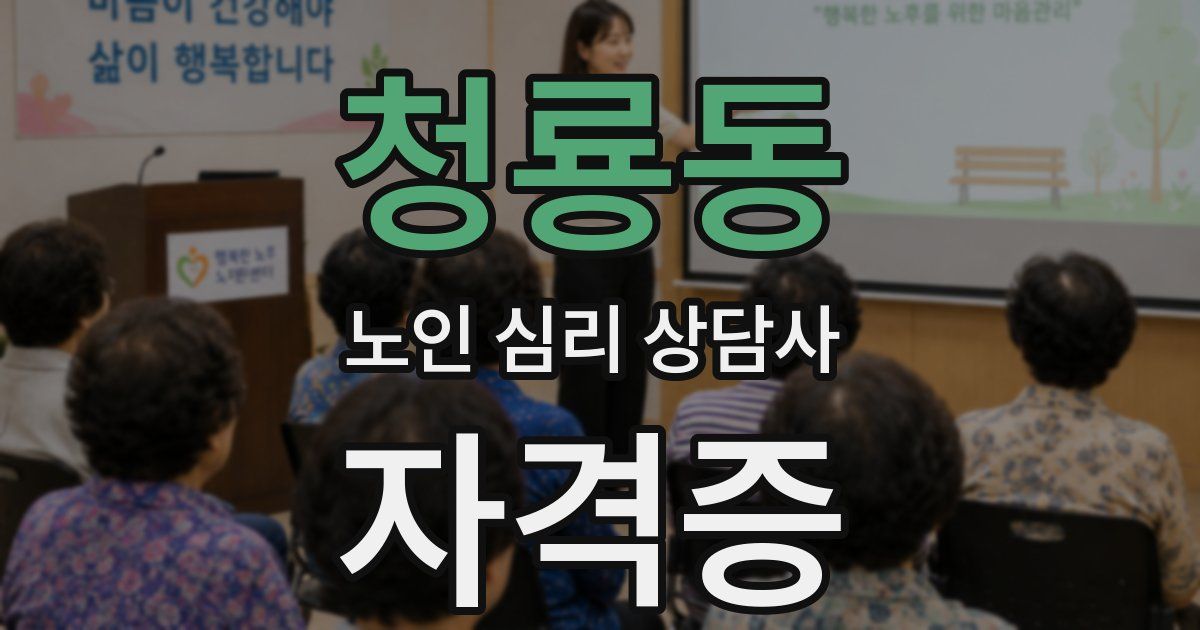 청룡동 노인 심리 상담사 자격증