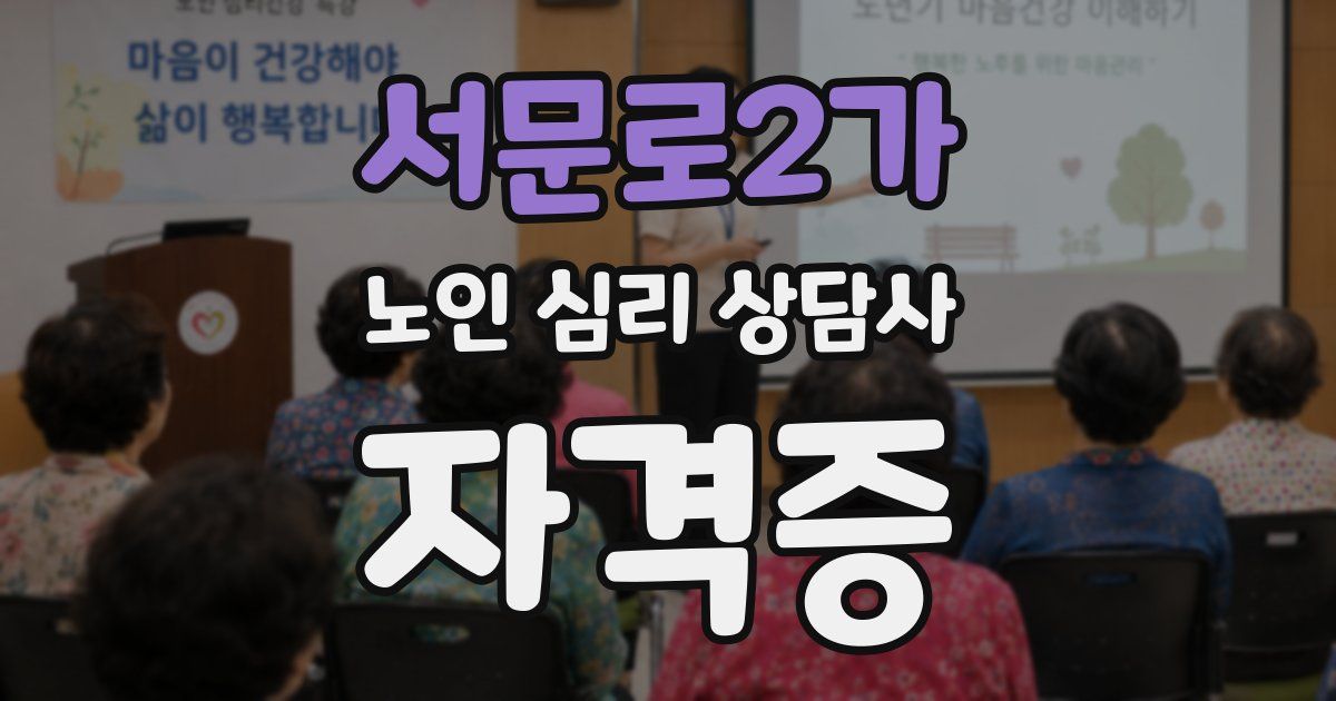 서문로2가 노인 심리 상담사 자격증