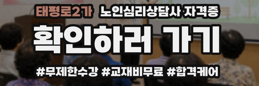 태평로2가 노인 심리 상담사 자격증