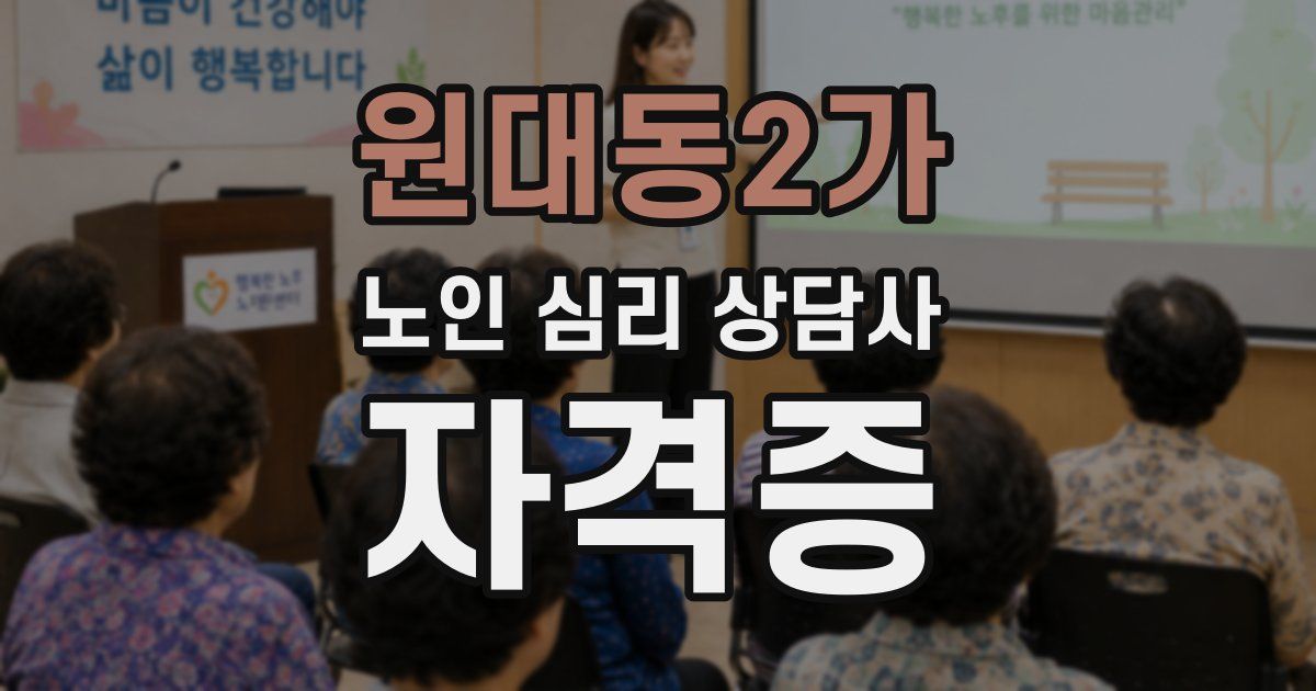 원대동2가 노인 심리 상담사 자격증