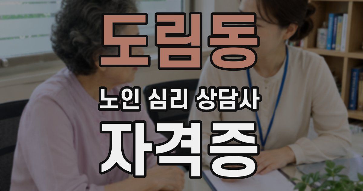 도림동 노인 심리 상담사 자격증