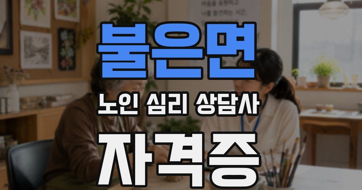 불은면 노인 심리 상담사 자격증