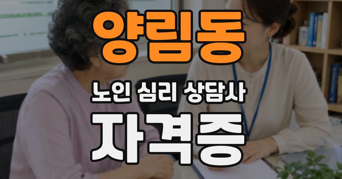 양림동 노인 심리 상담사 자격증