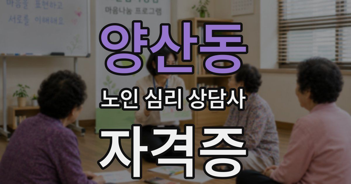양산동 노인 심리 상담사 자격증