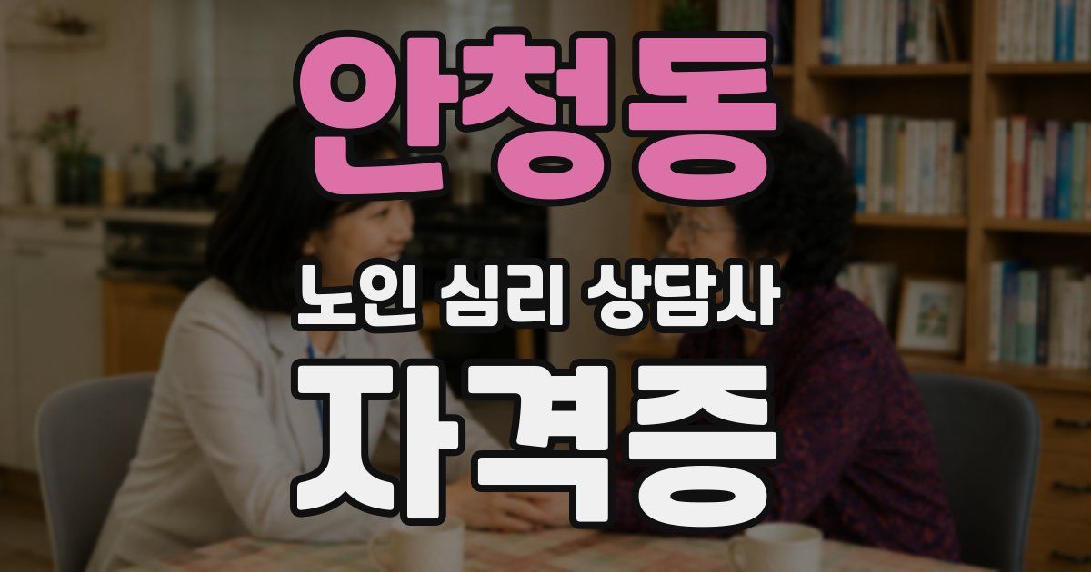 안청동 노인 심리 상담사 자격증