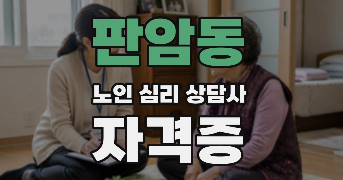 판암동 노인 심리 상담사 자격증