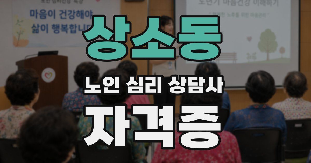 상소동 노인 심리 상담사 자격증
