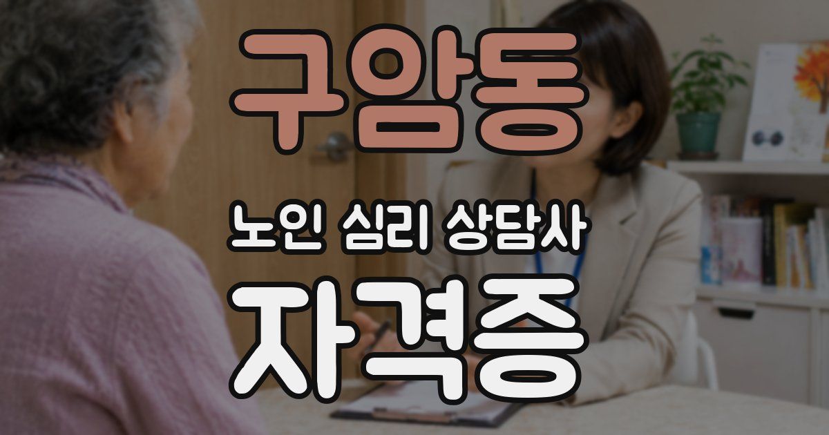구암동 노인 심리 상담사 자격증