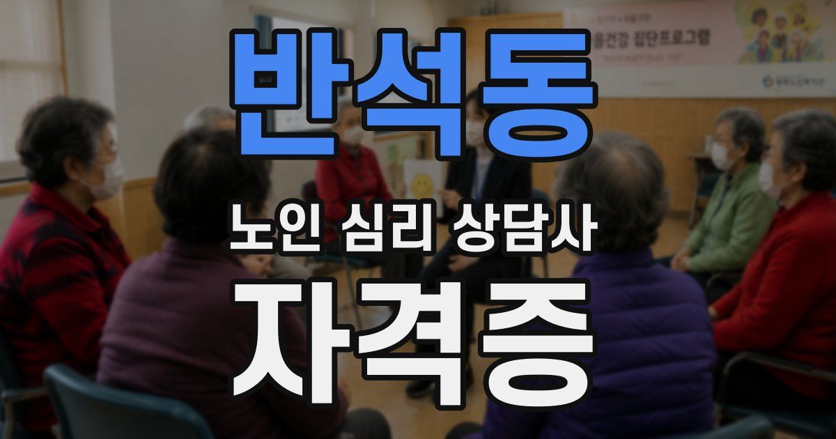 반석동 노인 심리 상담사 자격증