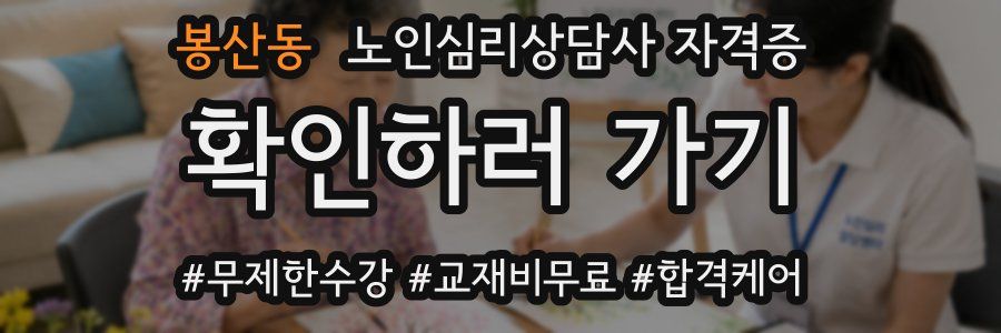 봉산동 노인 심리 상담사 자격증