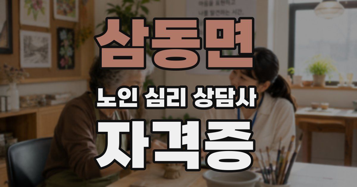 삼동면 노인 심리 상담사 자격증