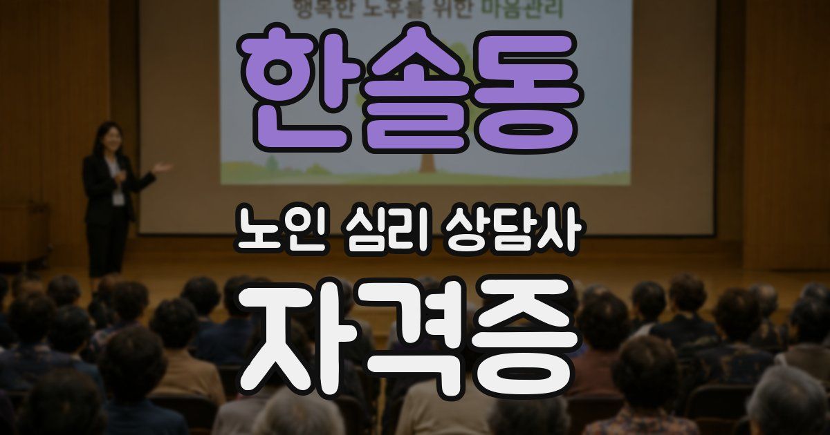 한솔동 노인 심리 상담사 자격증