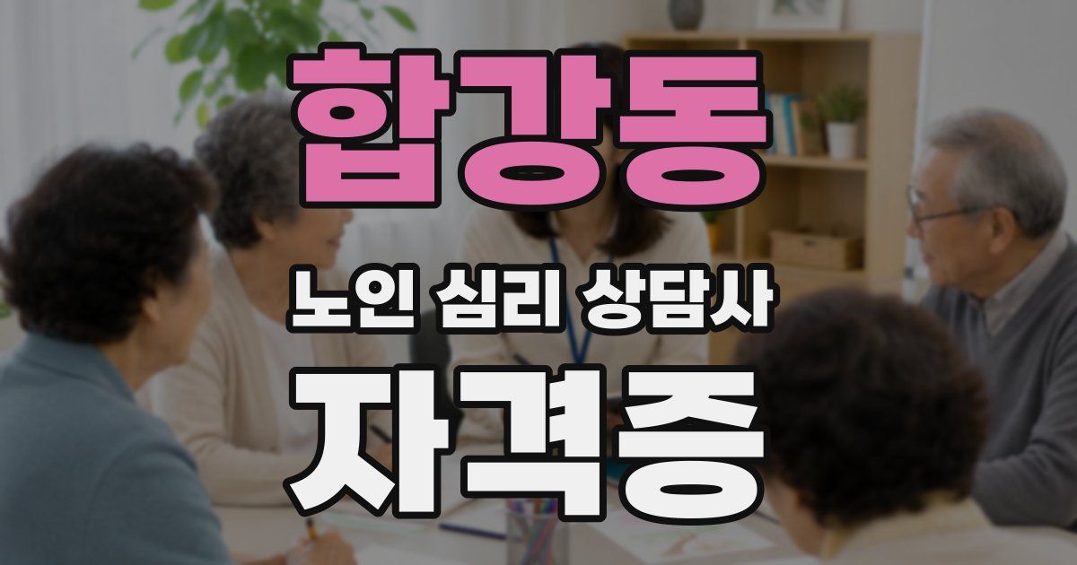 합강동 노인 심리 상담사 자격증