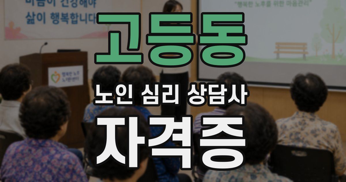 고등동 노인 심리 상담사 자격증