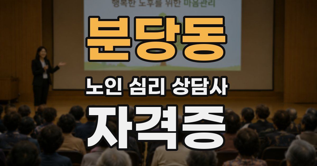 분당동 노인 심리 상담사 자격증