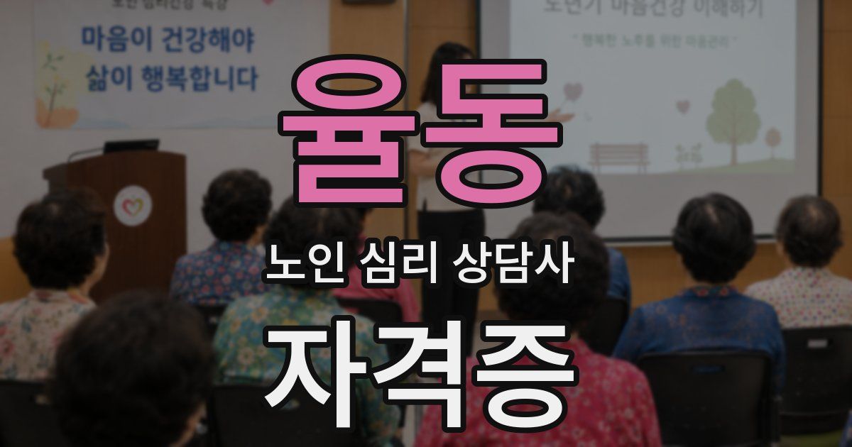 율동 노인 심리 상담사 자격증