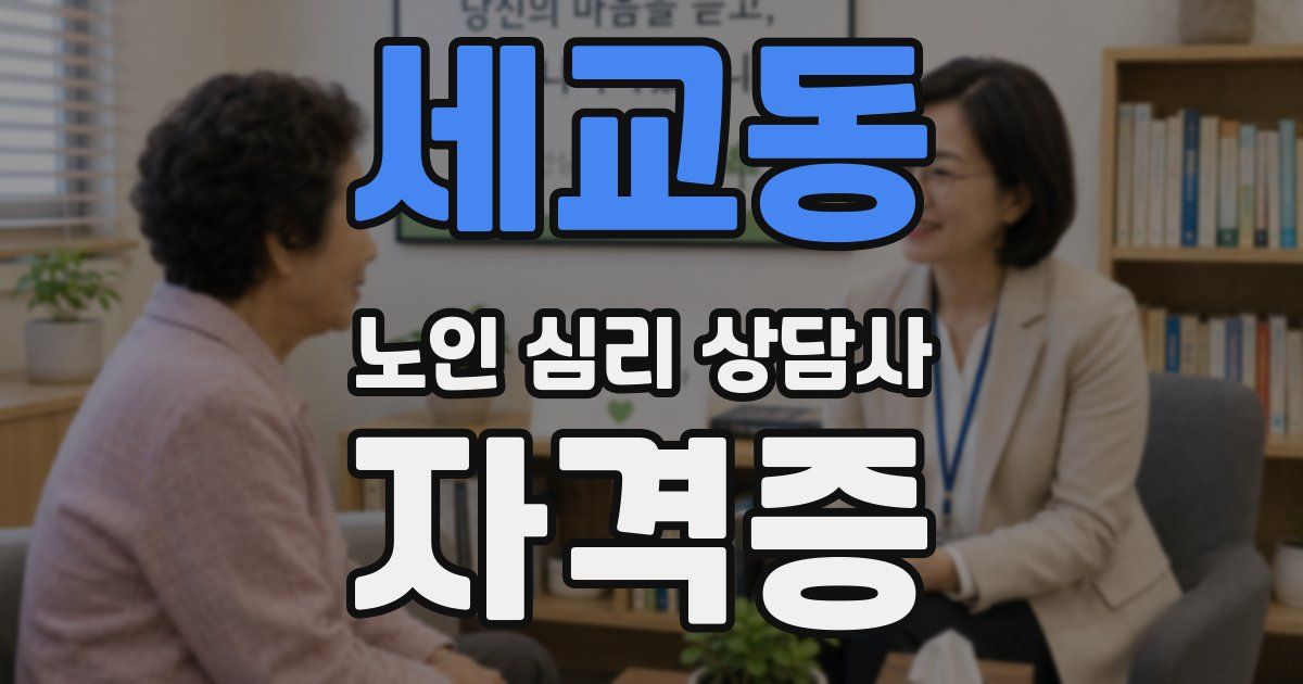 세교동 노인 심리 상담사 자격증