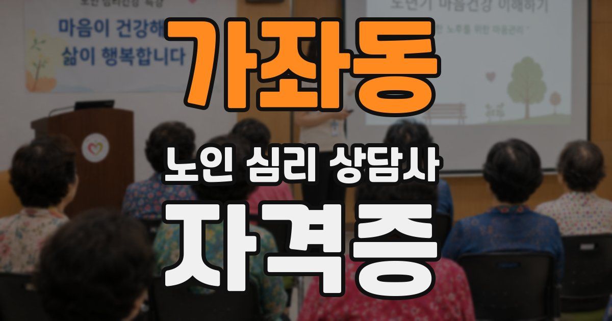 가좌동 노인 심리 상담사 자격증
