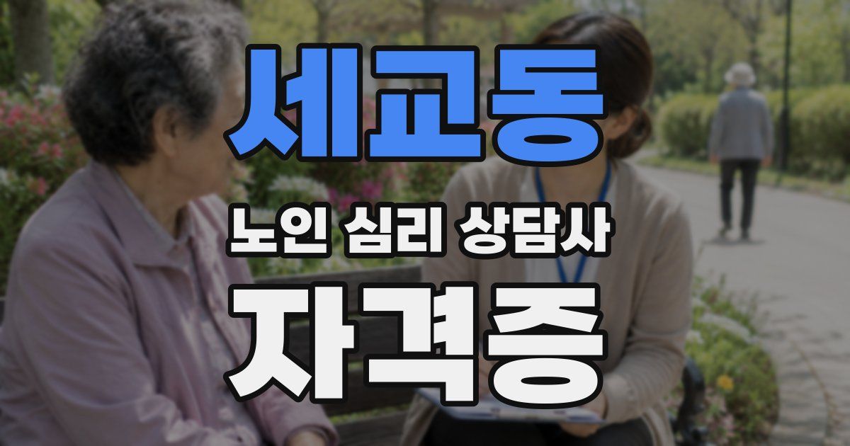 세교동 노인 심리 상담사 자격증