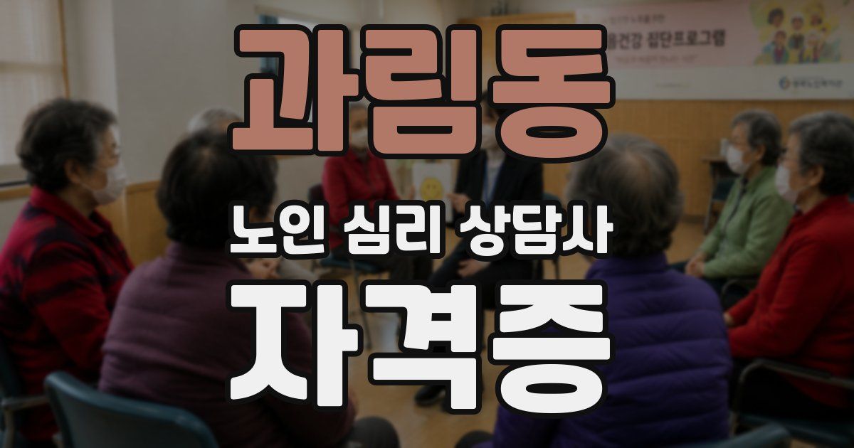 과림동 노인 심리 상담사 자격증