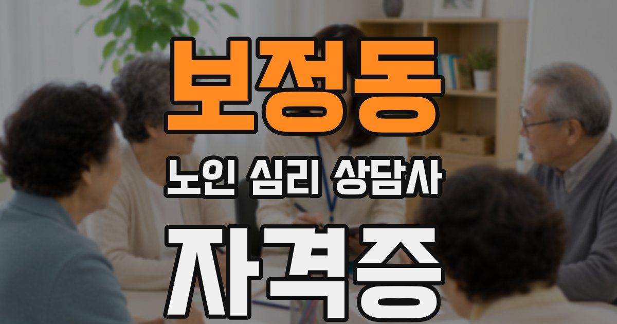 보정동 노인 심리 상담사 자격증