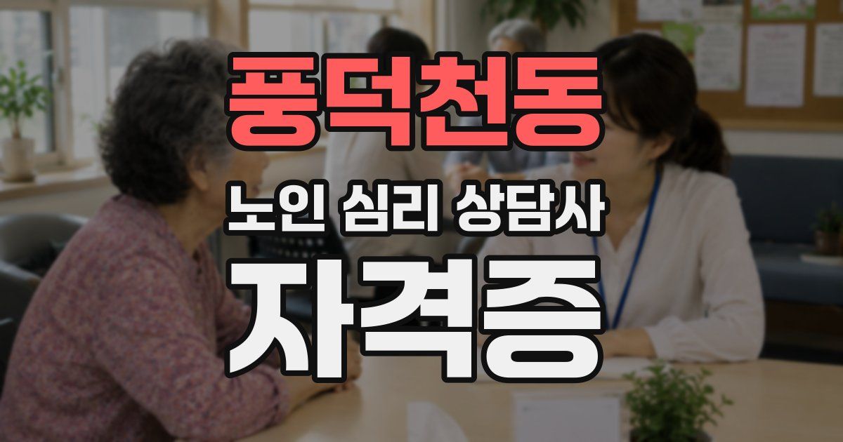 풍덕천동 노인 심리 상담사 자격증