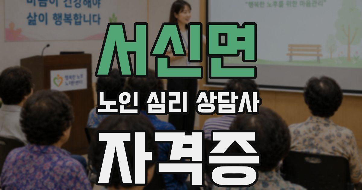 서신면 노인 심리 상담사 자격증