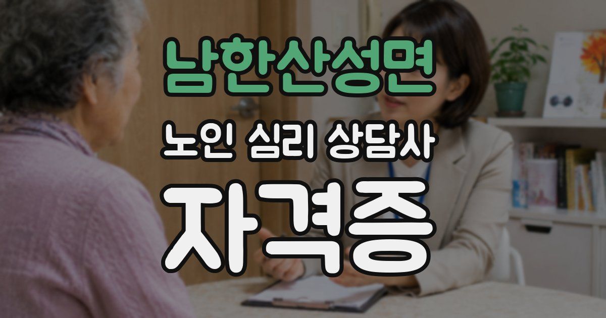 남한산성면 노인 심리 상담사 자격증