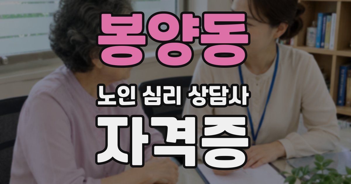 봉양동 노인 심리 상담사 자격증