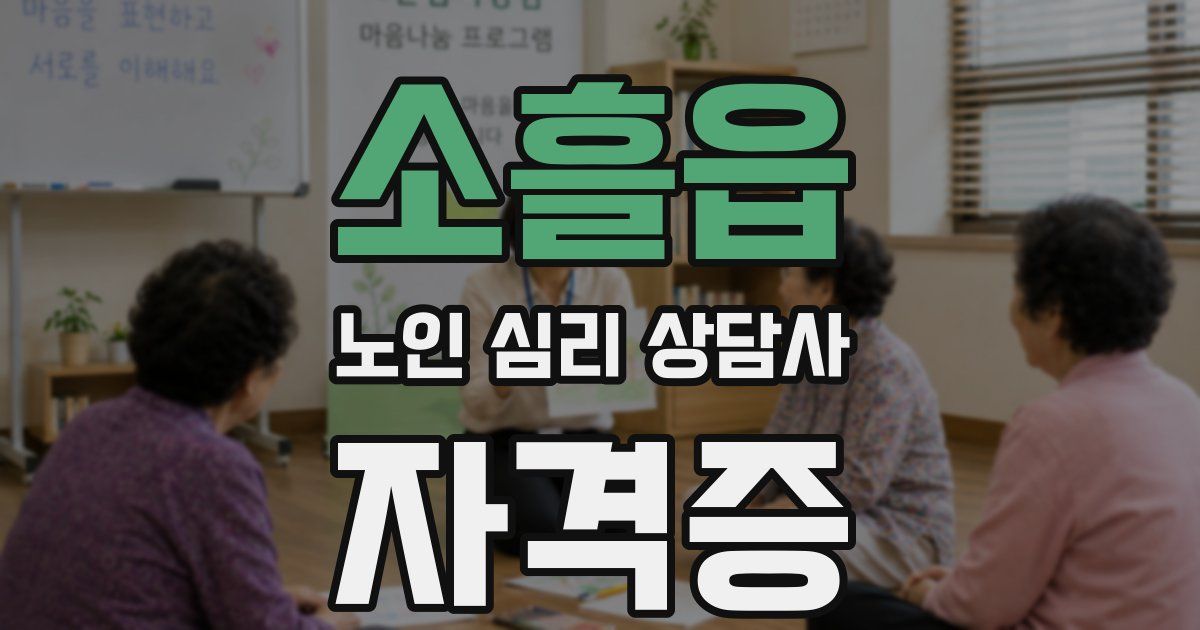 소흘읍 노인 심리 상담사 자격증