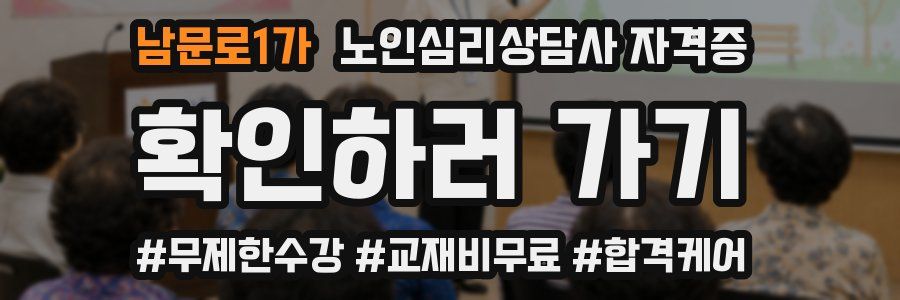 남문로1가 노인 심리 상담사 자격증