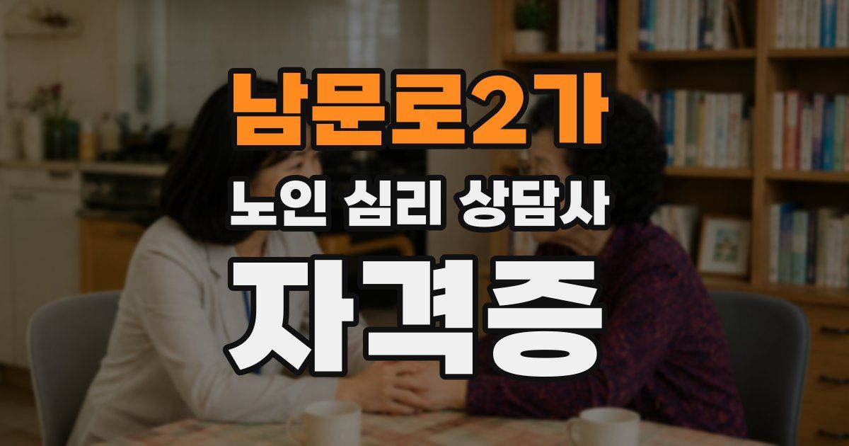남문로2가 노인 심리 상담사 자격증