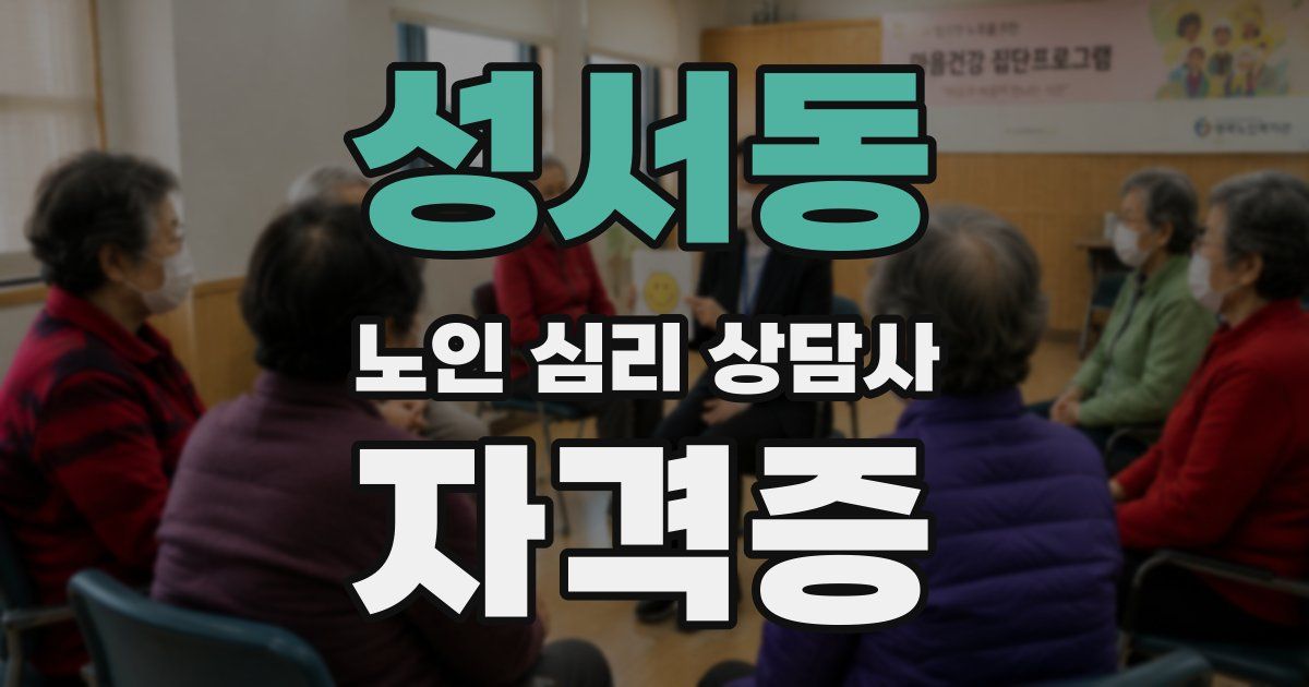 성서동 노인 심리 상담사 자격증