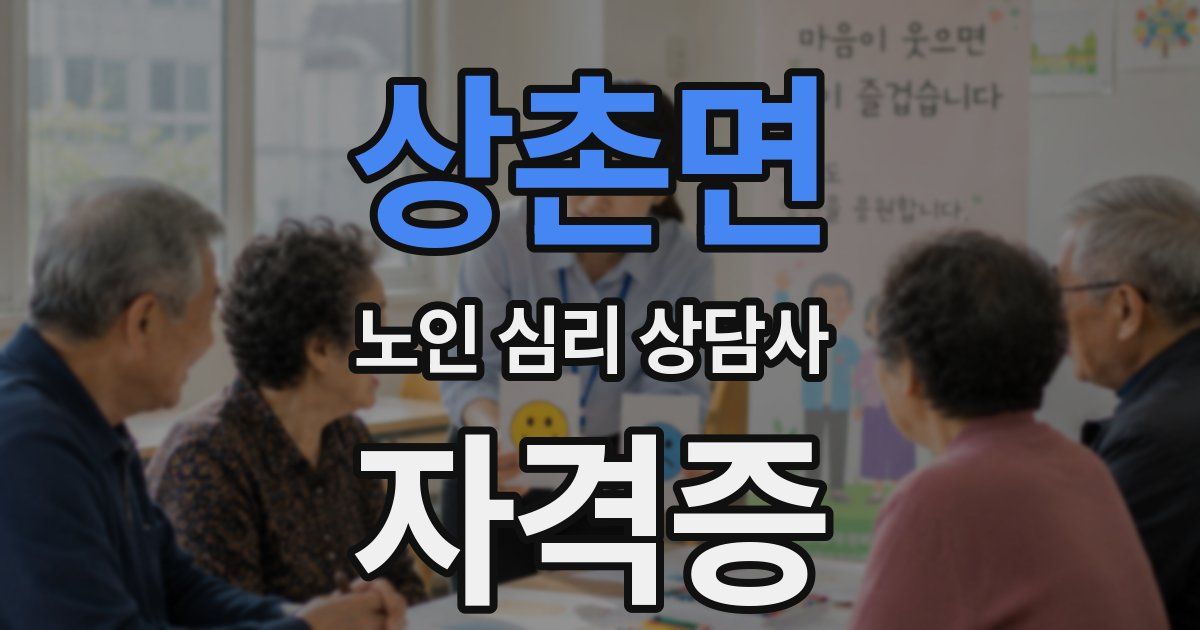 상촌면 노인 심리 상담사 자격증