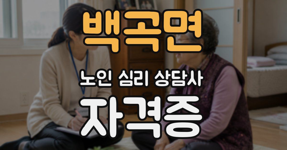 백곡면 노인 심리 상담사 자격증